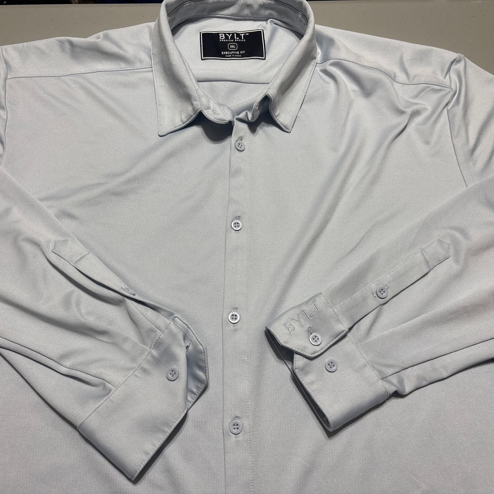 BYLT Premium Basics Button Down Shirt Executive Fit Blue Performance 2XL